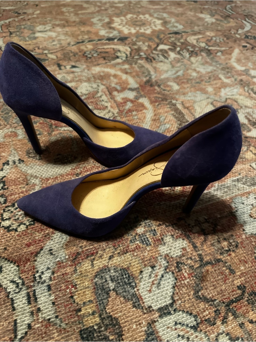 Women’s Blue Suede Pointed-Toe High Heels